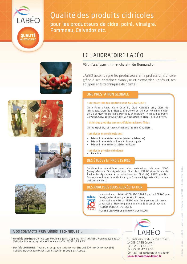 Plaquette analyse cidricoles